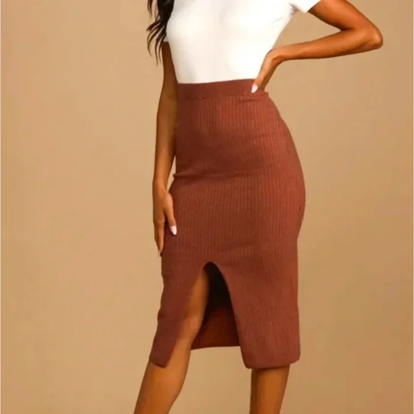 Free People Skyline Midi Skirt in Burnt Orange Size XS - Picture 1 of 12